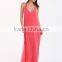Popular Design Bohemia Style Summer Lightweight Hawaiian Beach Wear Feminine Clothes Coral Colour Mix Tie Back Maxi Dress