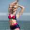 2015 swimsuit for women hot sexy bikini three piece high quality stripes contrast color swimsuit