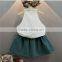 2107 new design kids clothes two pieces vintage linen girl boutique clothing fashion brand baby clothing set