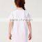 Hot sale long style girls white print letters short sleeve T-shirt with 100% cotton fabric