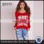 Custom Design Women Merry Christmas Crew Neck Cropped Jumper Red Knitwear Sweater Pullover