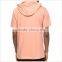 Guangzhou OEM New Fshion Incarnadine Color Men's Slant Pocket Short Sleeve Hoodie