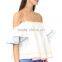Summer off shoulder short flutter sleeves rickrack latest designer blouses