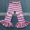 LY-183 modern toddler girl boutique outfits kids fall girl chevron top and stripe ruffle pants set