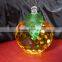 Yellow Optical K9 Crystal Round-polished Apple With Stand for Business Souvenirs;Decorative Luxuriant Apple Award Paperweight