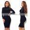 Europe And America Long Sleeve Perspective Sexy One-Piece Dress