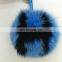 Jumbo genuine fox fur pom pom alphabet keychain luxury fur bag charm