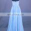 Latest Design Strapless Sleeveless Applique Pockets Blue Long Girls Prom Dress