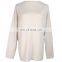 Fashionable women's plus size clothing of cashmere lady long sleeve knit sweater as white round neck t shirt