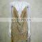 new design dress metal diamond night club sexy dress wholesale gold sliver backless halter dress for adult