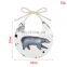 New design white baby bib printing animal pattern round shape tie baby bib saliva scarf