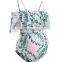 New Maternity One-piece Swimsuit Stripe Print Ruffled print Swimsuit