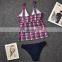Plaid Printed Swimsuit Ladies Plus Size Bikini Two-piece Conservative Swimwear
