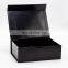 Luxury a4 deep glossy lamination black foldable gift box packaging with magnetic lid
