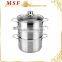 3 layers satin polished stainless steel steam pot with welded handles