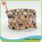 Brown And Black Color Bead Braided Beige Leather Wrap Bracelet