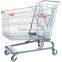 Wire shopping cart with baby strap