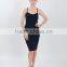 2015 New Design Sexy Spaghetti Strap Backless Black Midi Bodycon Dress