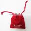 Custom printed red suede drawstring bag,Comestic Suede Makeup Bag, Faux Jewelry Pouch with silver logo
