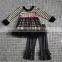fall design children clothing 2016 bib top stripe ruffle pant outfits