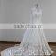 Newest Design V-Neck Long Sleeve Appliqued Lace Long Satin Train Islamic Wedding Dress