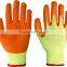 10guage yellow yarn orange latex coated gloves