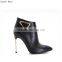 China wholesale fashion gold heeled classy pointed ankle boots