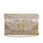 Pearl embroidered clutch Lt-gold envelope Baeded clutch bag