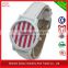 R0718 Custom logo printed more time watch , PU band stripe dial more time watch