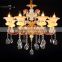 Low Price Crystal Chandelier cheap clear amber glass arm modern hotel chandelier with cups bowls glass raindrops crystals Light