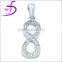 Zircon pendant arabic numeral shape silver pendant micro pave setting