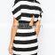 Apparel classic black white banded stripe woman shift dress plus size for sale