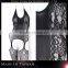 Halter neck jacquard floral lace sexy design black mature bodystocking