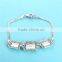 Brand New High Quality Silver Bracelet Genuine Opal Stones Paved