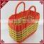 Colorful plastic woven hand basket fruit vegetable used mini shopping baskets