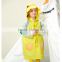 PVC rain coats for kids cute animals hotsale children long raincoats with hat
