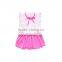 New Design Pink Striped Shirt Black Skirt Little Girl OL Wind Clothing Set 2017 Hot Sale