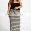 Grey Black Striped Plus Size Maternity Maxi Skirt XYD2837