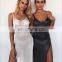 Europe And America Sling Kick Pleat Sexy Bikini Maxi Dress
