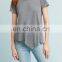Ladies Grey Tops On Sale Short Sleeves Basic Tops With Frayed Asymmetric Hem