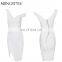 fashion oem v neck sexy mini dresses bodycon two pieces bandage celebrity fashion dresses