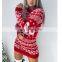 Women Winter Plus Size Pullovers Top Christmas Deer Warm Knitted Jumper Long Sleeve Sweater