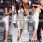 promotions 2016 New Sey Women winter red dress Sleeveless deep V-neck mid-calf nude Bandage Dress Celebrity Bodycon party dress