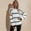 Autumn and winter new round neck loose striped pullover knitted sweater