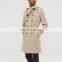 High quality brand long khaki double breasted trench coat men with belt