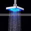 LED Shower Head Temperature Control Shower 3 Color Changing 6 inch Square Rain Shower Head with 8 Pieces LED