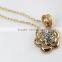 China supplier fashion jewelry gold plated beautiful metal crystal flower pendant necklace for wholesale