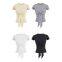 2025 spring and summer full shoulder short-sleeved round-neck T-shirt women's chest bow design sense slim knitted tie top