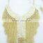 GOLD PLATED CHUNKY METAL CHAIN TASSEL NECKLACE EARRING SET