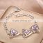 Factory directly silver plated chain bracelets with purple crystal
